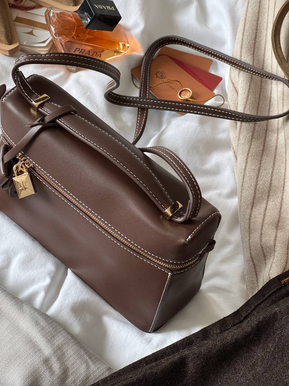 Loro Piana Extra Bag L27 Smooth Calfskin Brown - 10