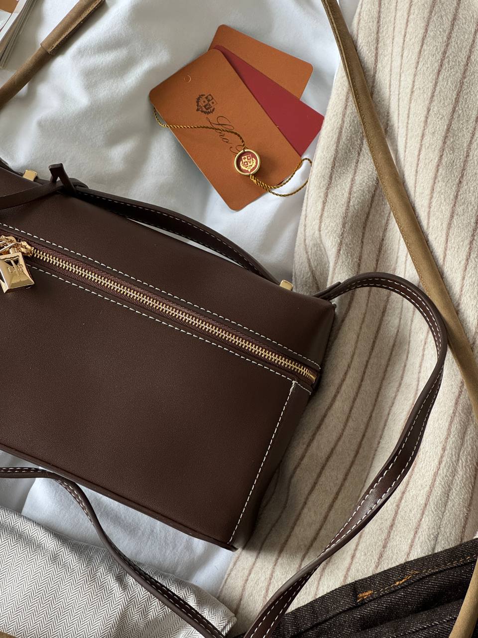 Loro Piana Extra Bag L27 Smooth Calfskin Brown - 14