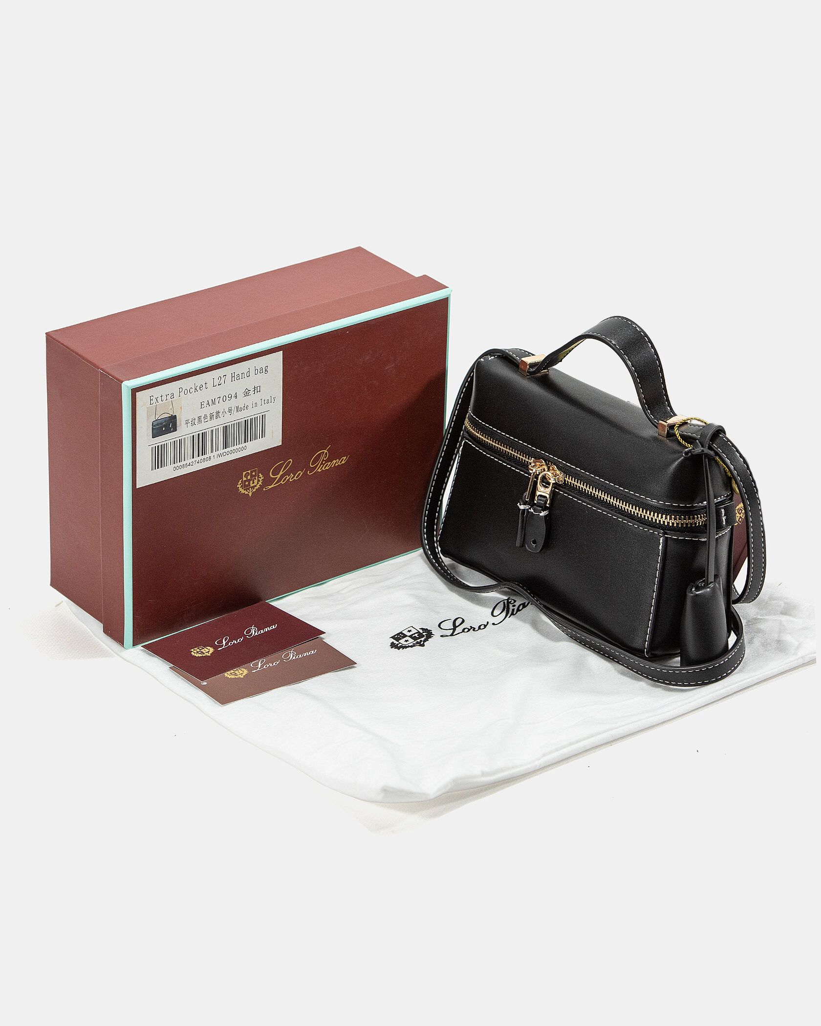 Loro Piana Extra Pocket in Smooth Leather Black - 2