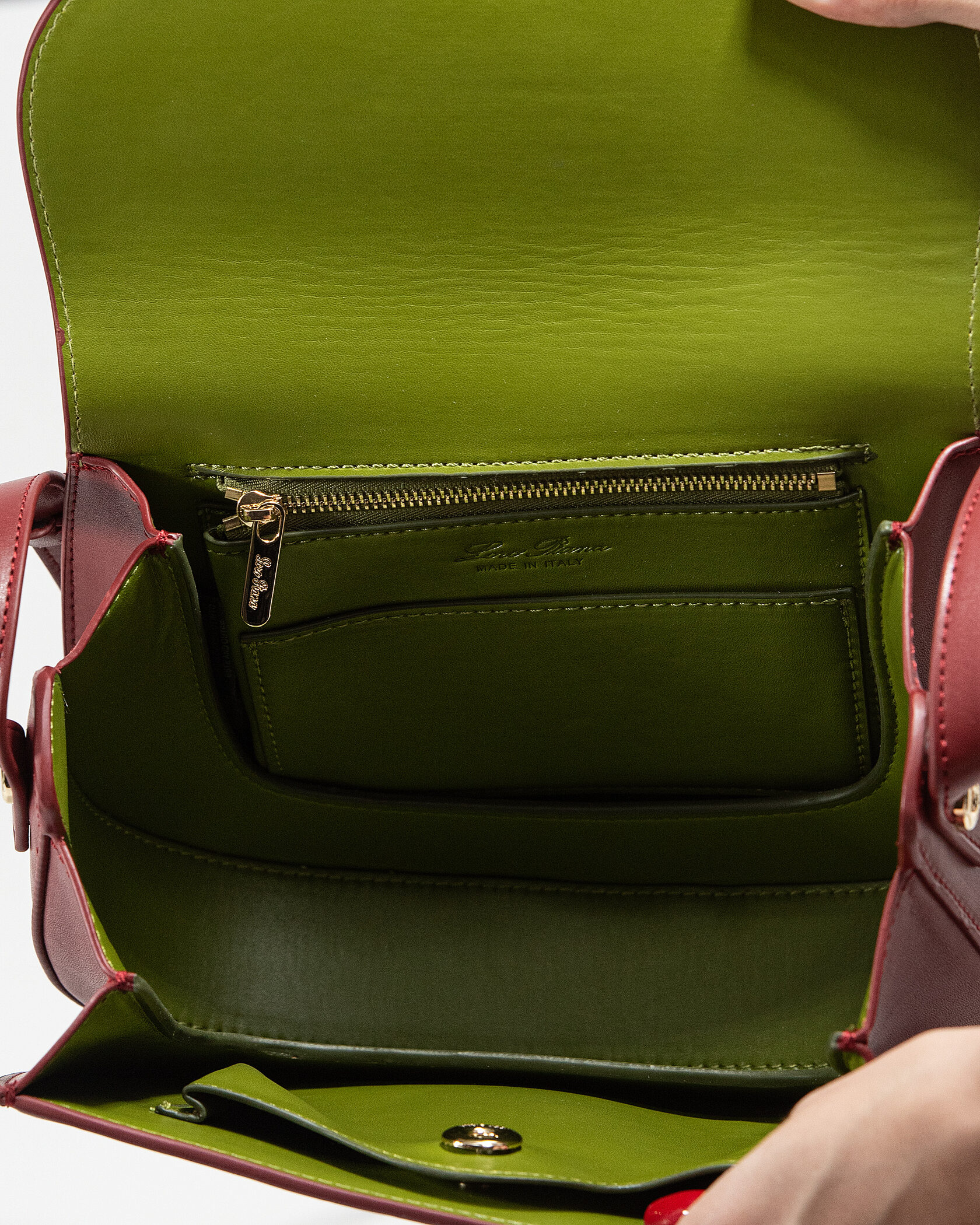 Loro Piana Small Ghiera Bag in Dark Cherry Smooth Calfskin - 14