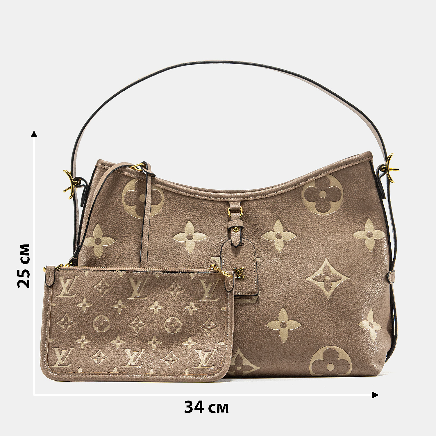 Louis Vuitton Bagatelle Medium Hobo Bag in Taupe Monogram Empreinte Leather - 3