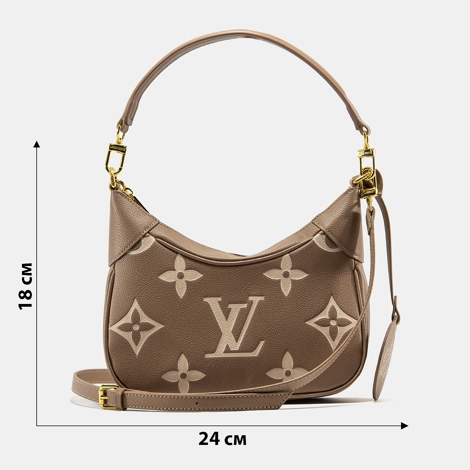 Louis Vuitton Croissant Small Hobo Bag in Taupe Monogram Empreinte Leather - 3
