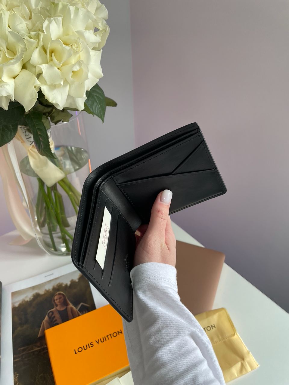 Louis Vuitton Slender Wallet Black Embossed Leather - 12