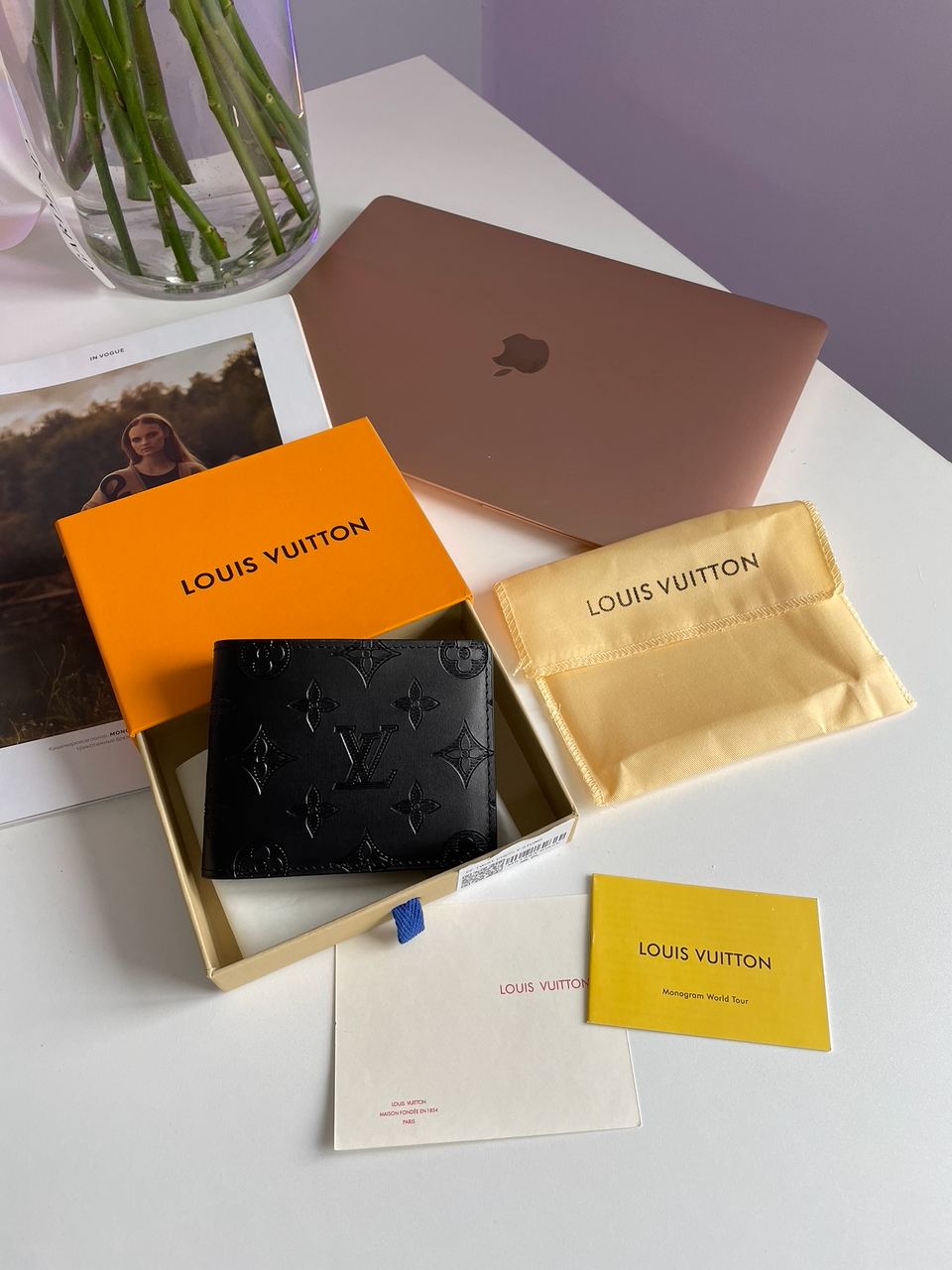 Louis Vuitton Slender Wallet Black Embossed Leather - 4