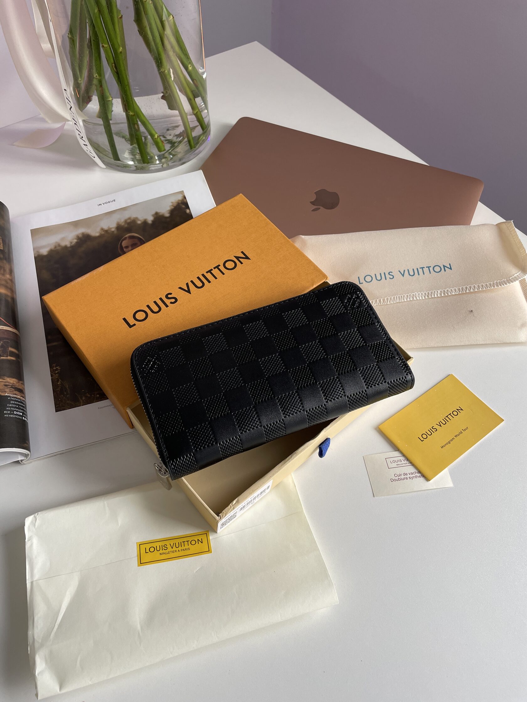 Louis Vuitton Zippy Wallet Damier Black Embossed Leather - 2