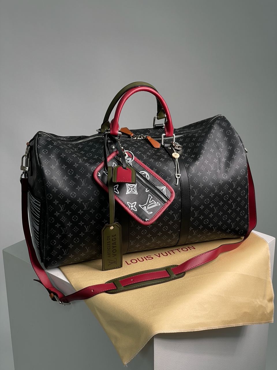 LV Keepall Bandouliere Bag Limited Edition Patchwork Monogram Eclipse 50 - 4