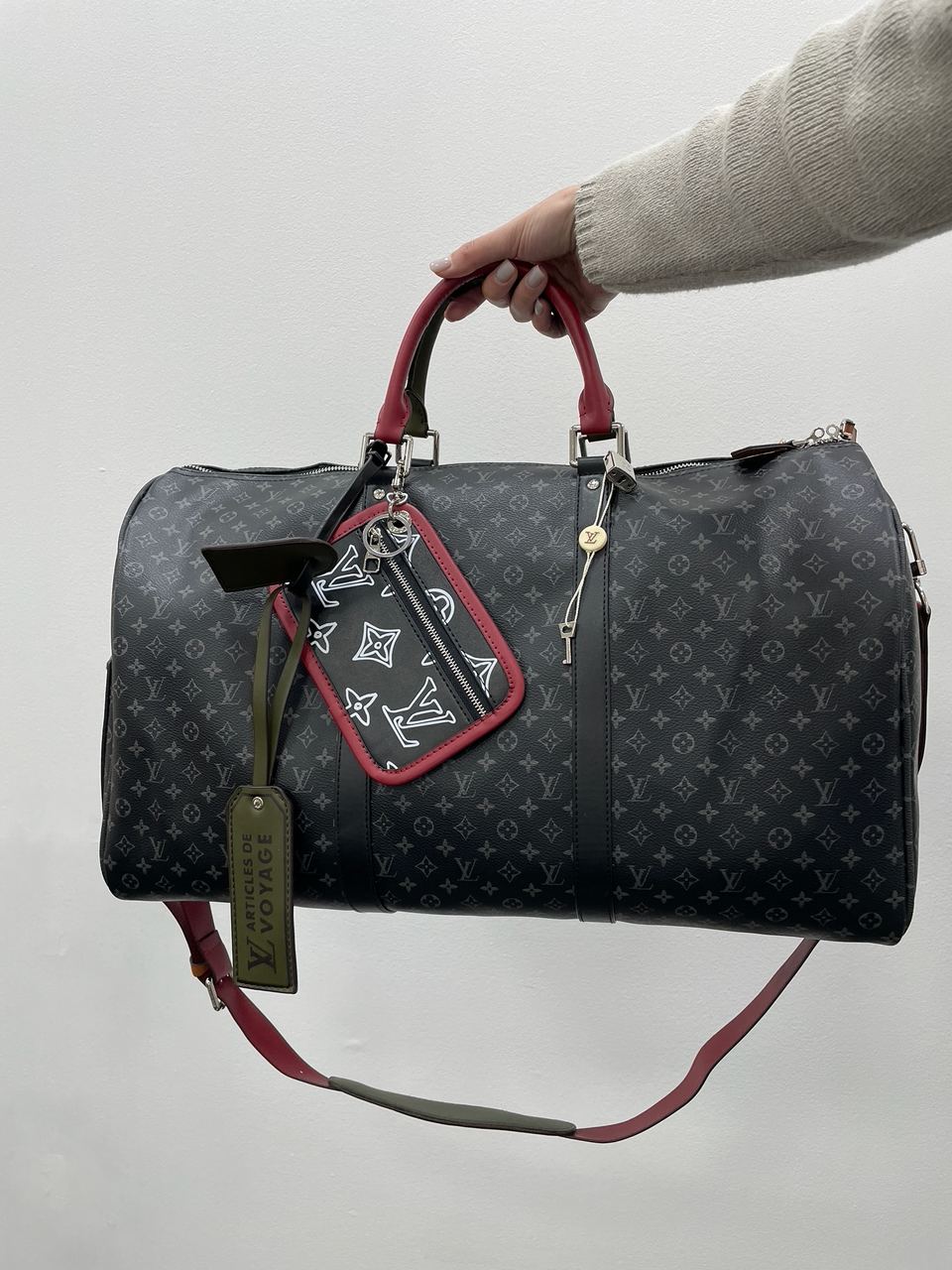 LV Keepall Bandouliere Bag Limited Edition Patchwork Monogram Eclipse 50 - 8