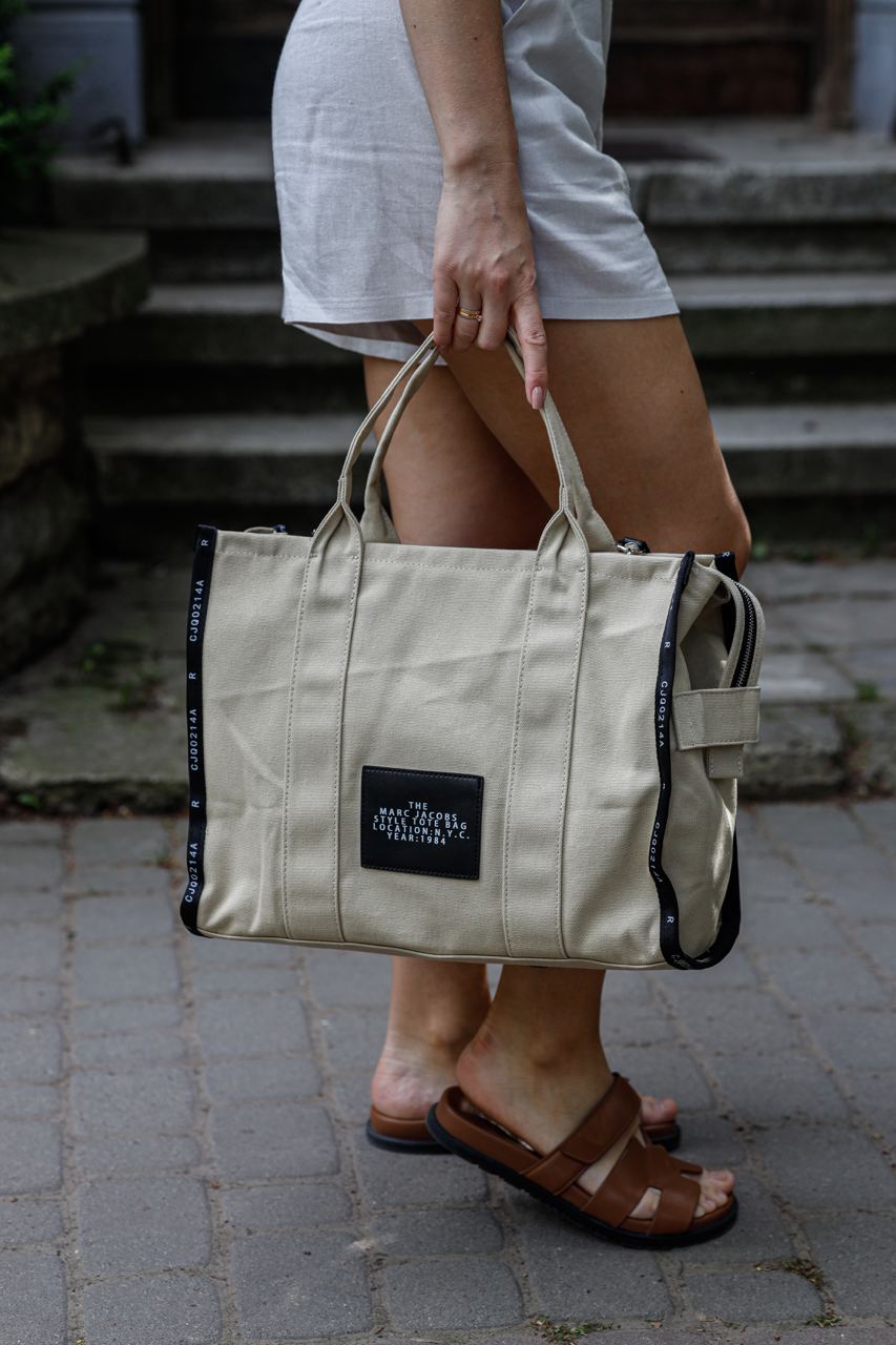 Marc Jacobs The Jacquard Large Tote Bag Beige - 8