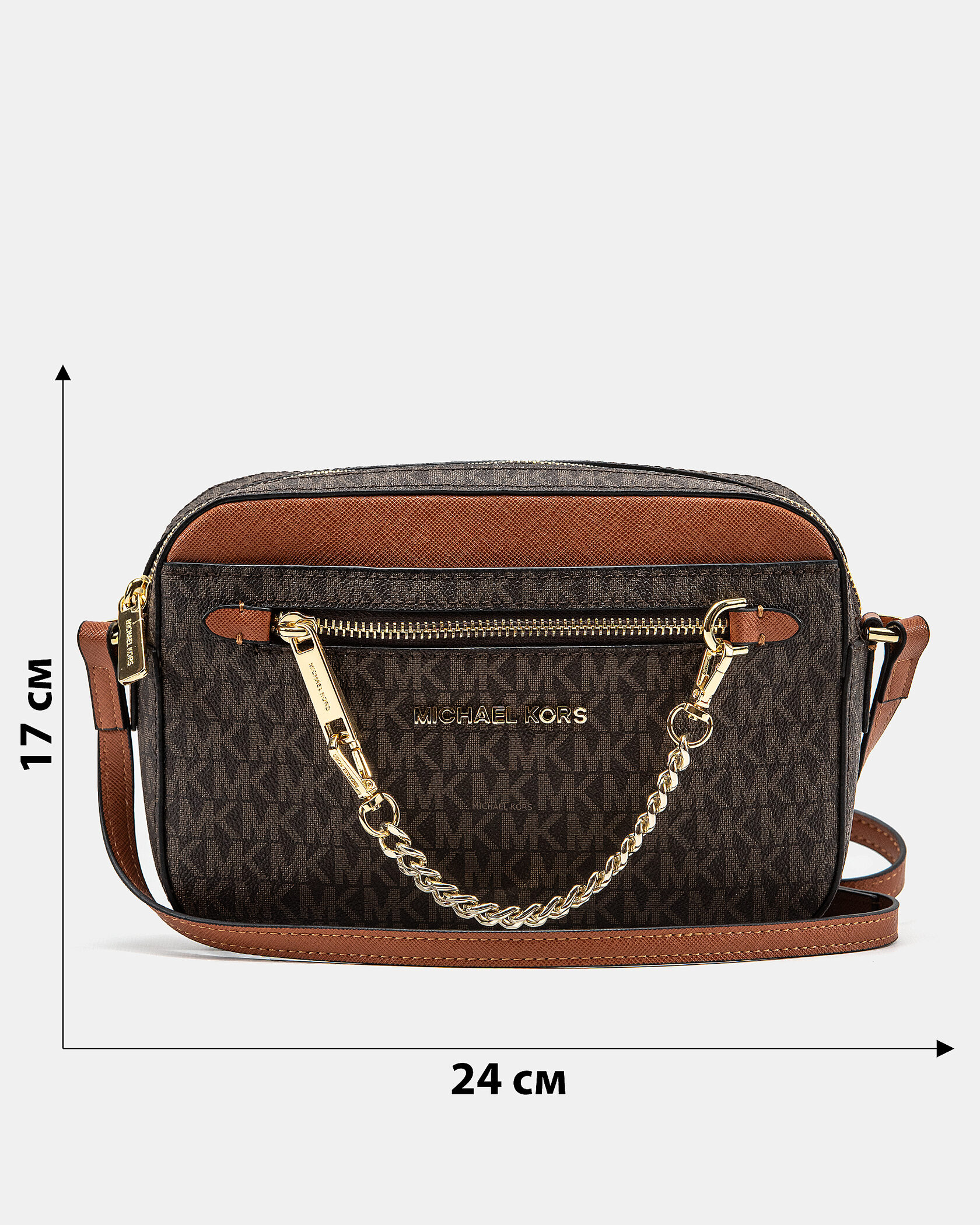 Michael Kors Jet Set Large Logo Crossbody Bag Brown - 3