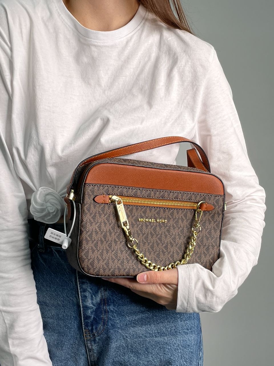 Michael Kors Jet Set Large Logo Crossbody Bag Brown - 7