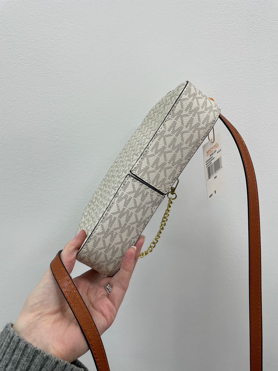 Michael Kors Jet Set Large Logo Crossbody Bag Ivory - 12