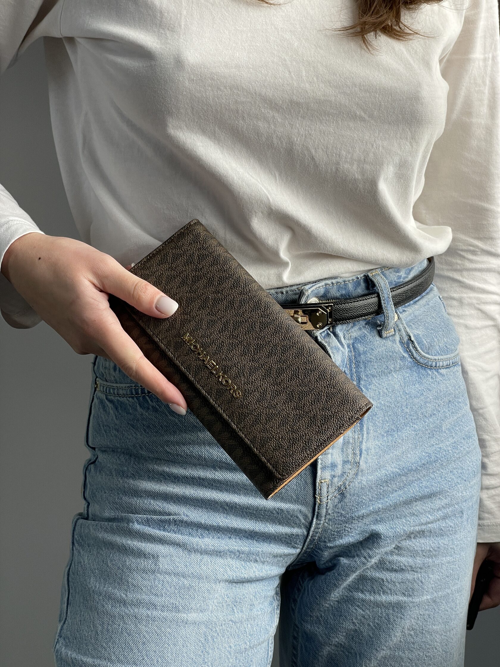 Michael Kors Jet Set travel Wallet Brown Logo - 5