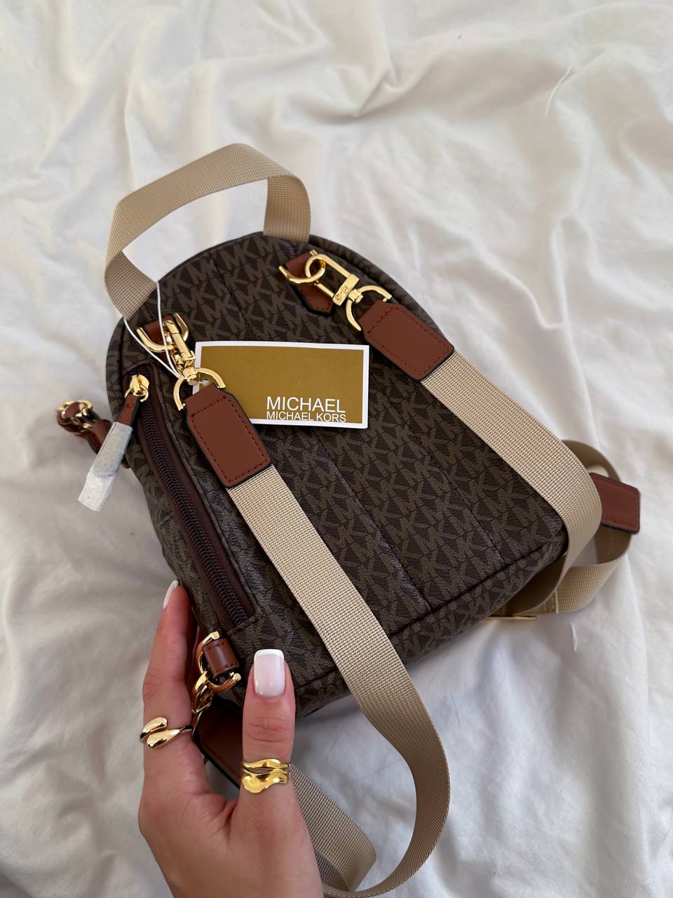 Michael Kors Slater Extra Small Convertible Messenger Brown/Acorn Backpack - 5