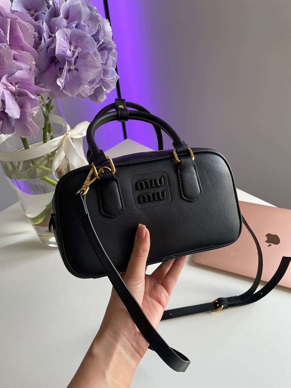 Miu Miu Arcadie Leather Bag Black - 10
