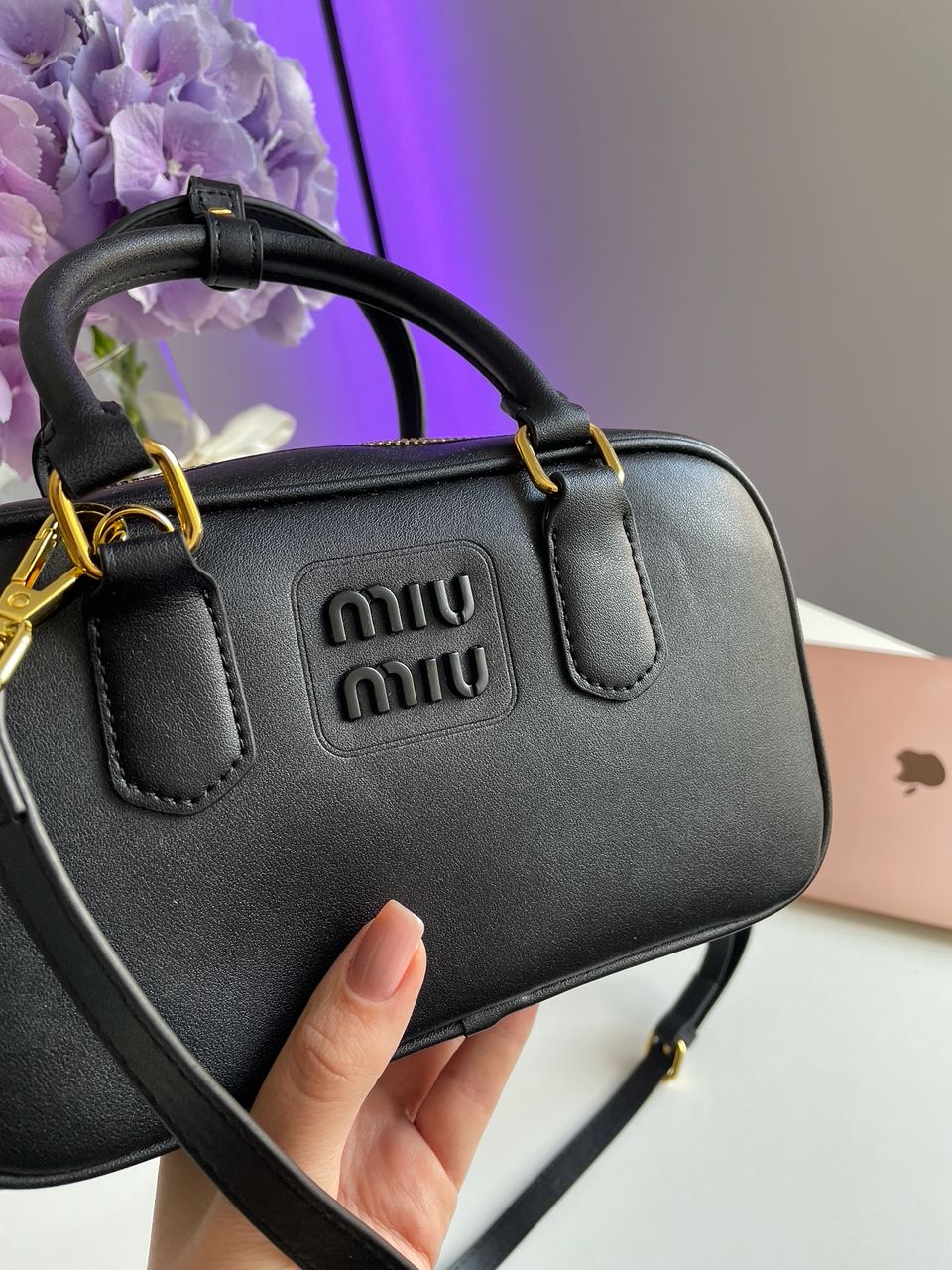 Miu Miu Arcadie Leather Bag Black - 12