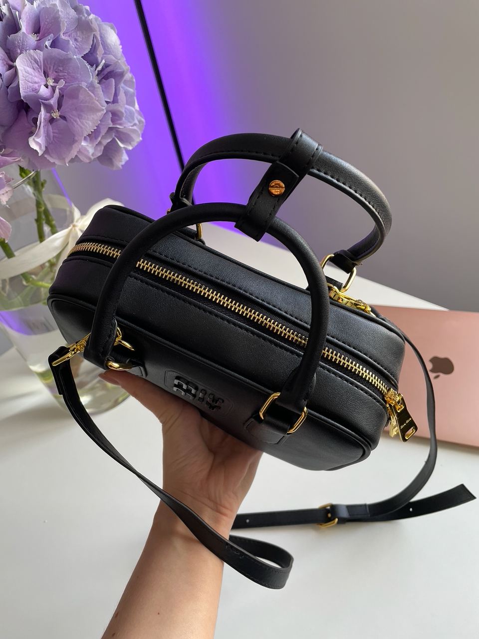 Miu Miu Arcadie Leather Bag Black - 21