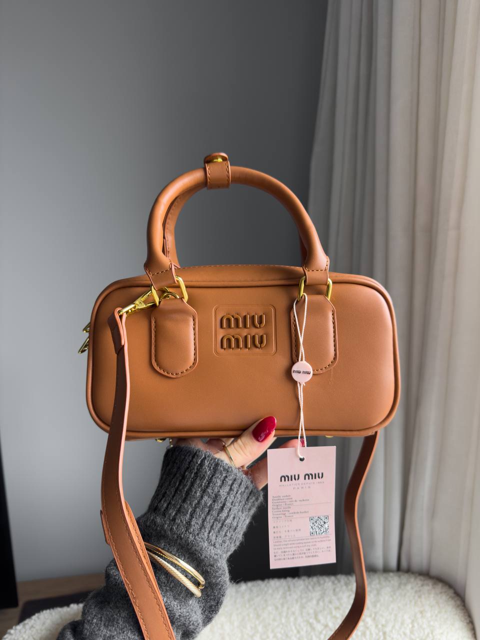 Miu Miu Arcadie Leather Bag Brown - 10