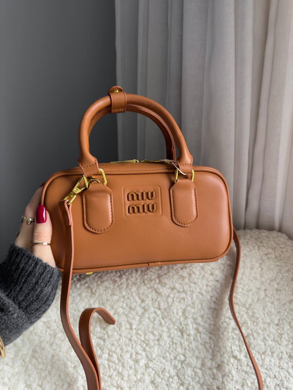 Miu Miu Arcadie Leather Bag Brown - 6