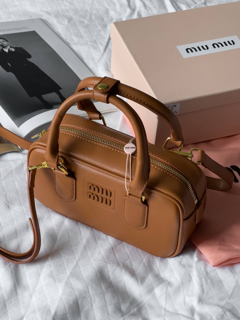 Miu Miu Arcadie Leather Bag Brown - 7