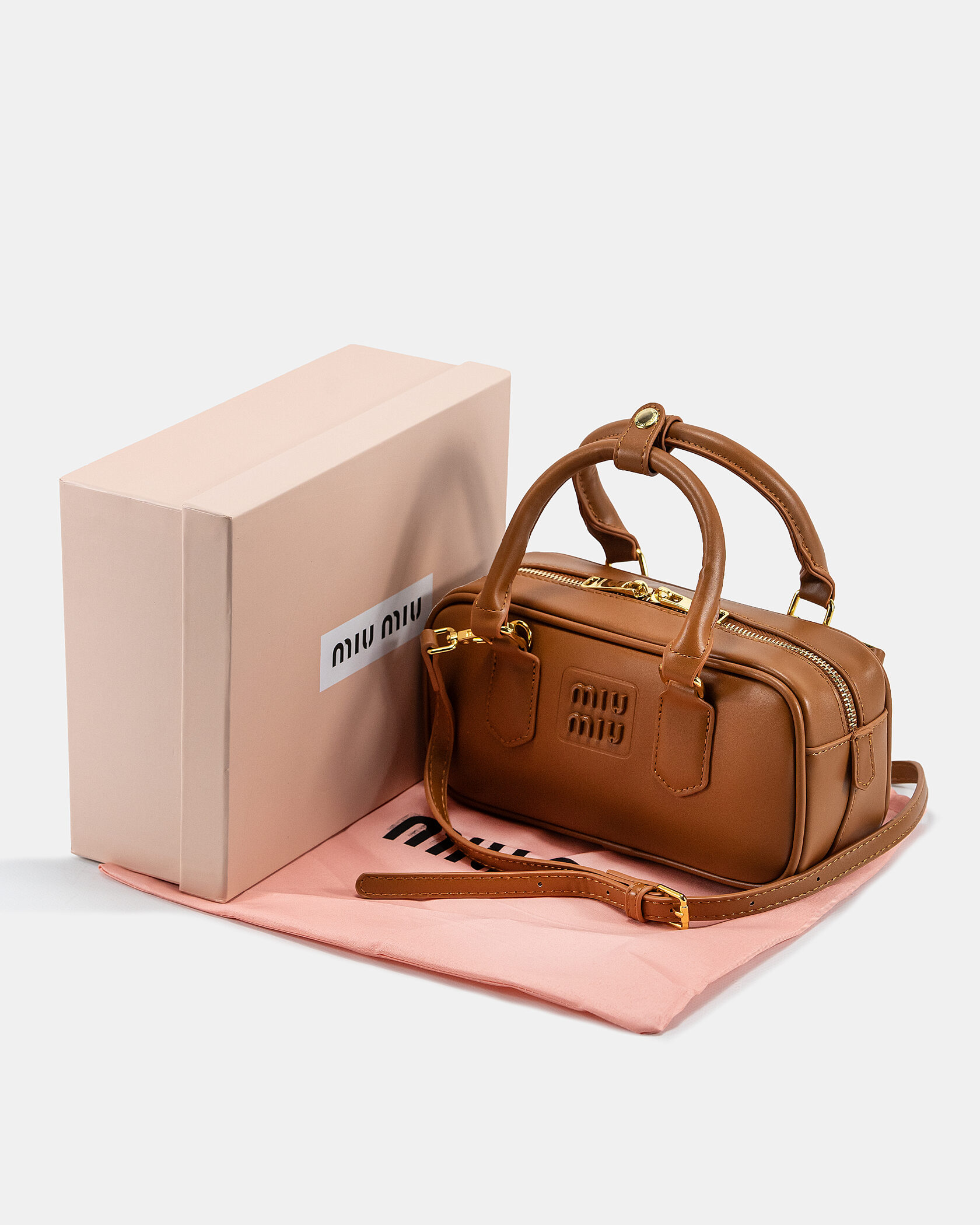 Miu Miu Arcadie Leather Bag Brown - 2