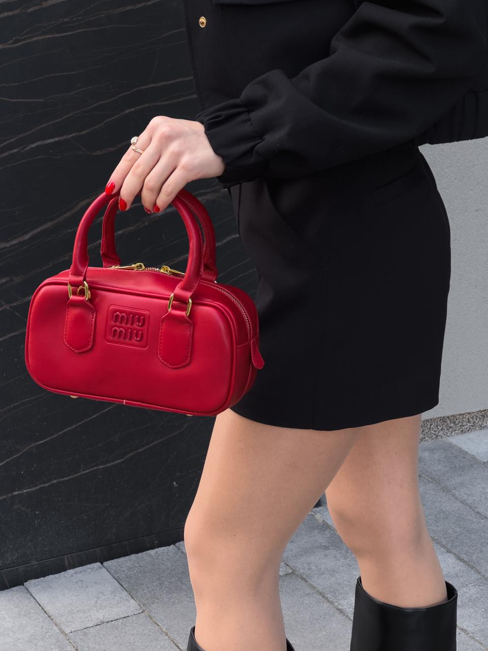 Miu Miu Arcadie Leather Bag Burgundy - 10