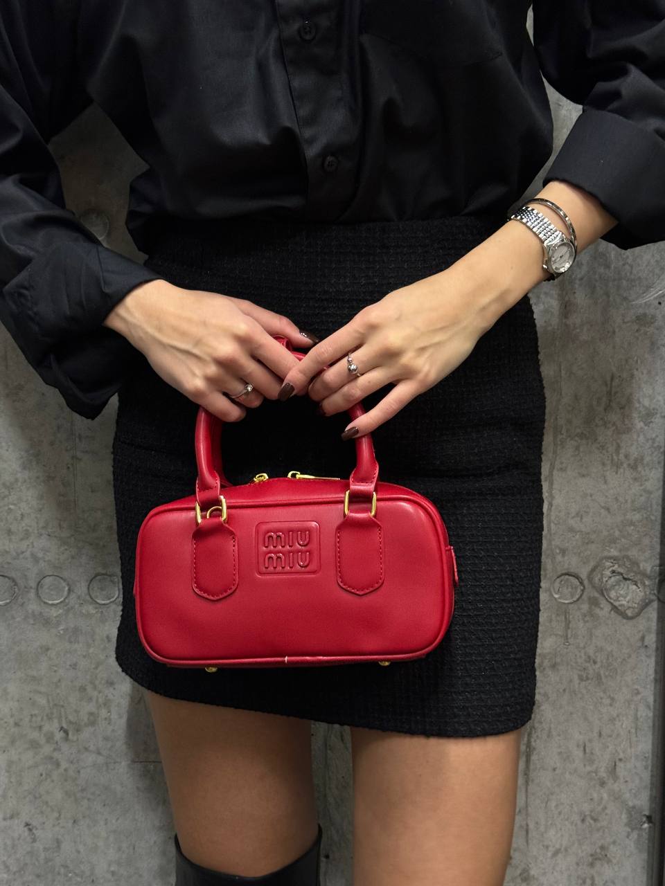 Miu Miu Arcadie Leather Bag Red - 2