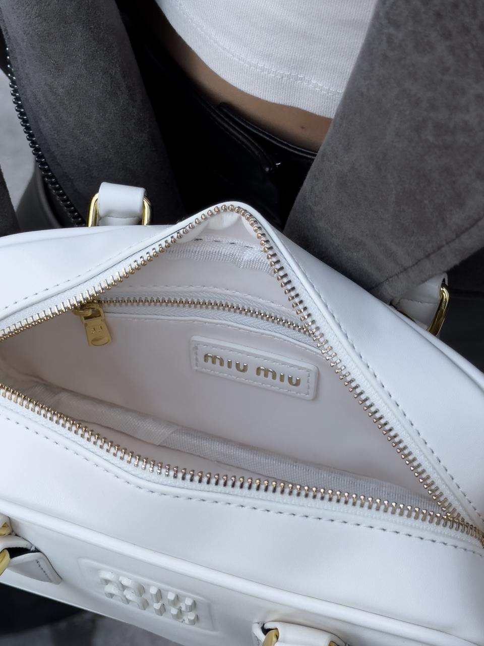 Miu Miu Arcadie Leather Bag White - 13