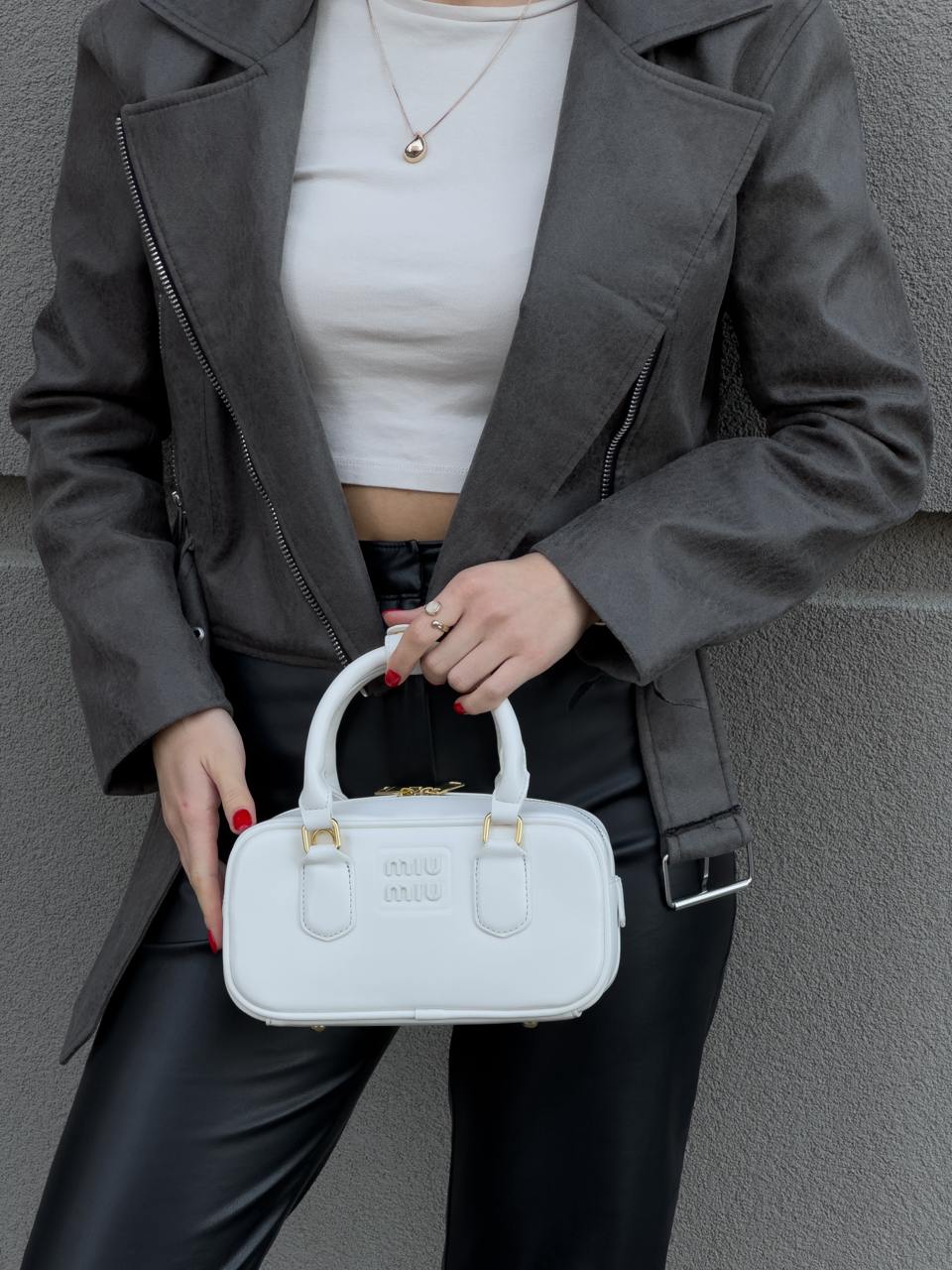 Miu Miu Arcadie Leather Bag White - 3