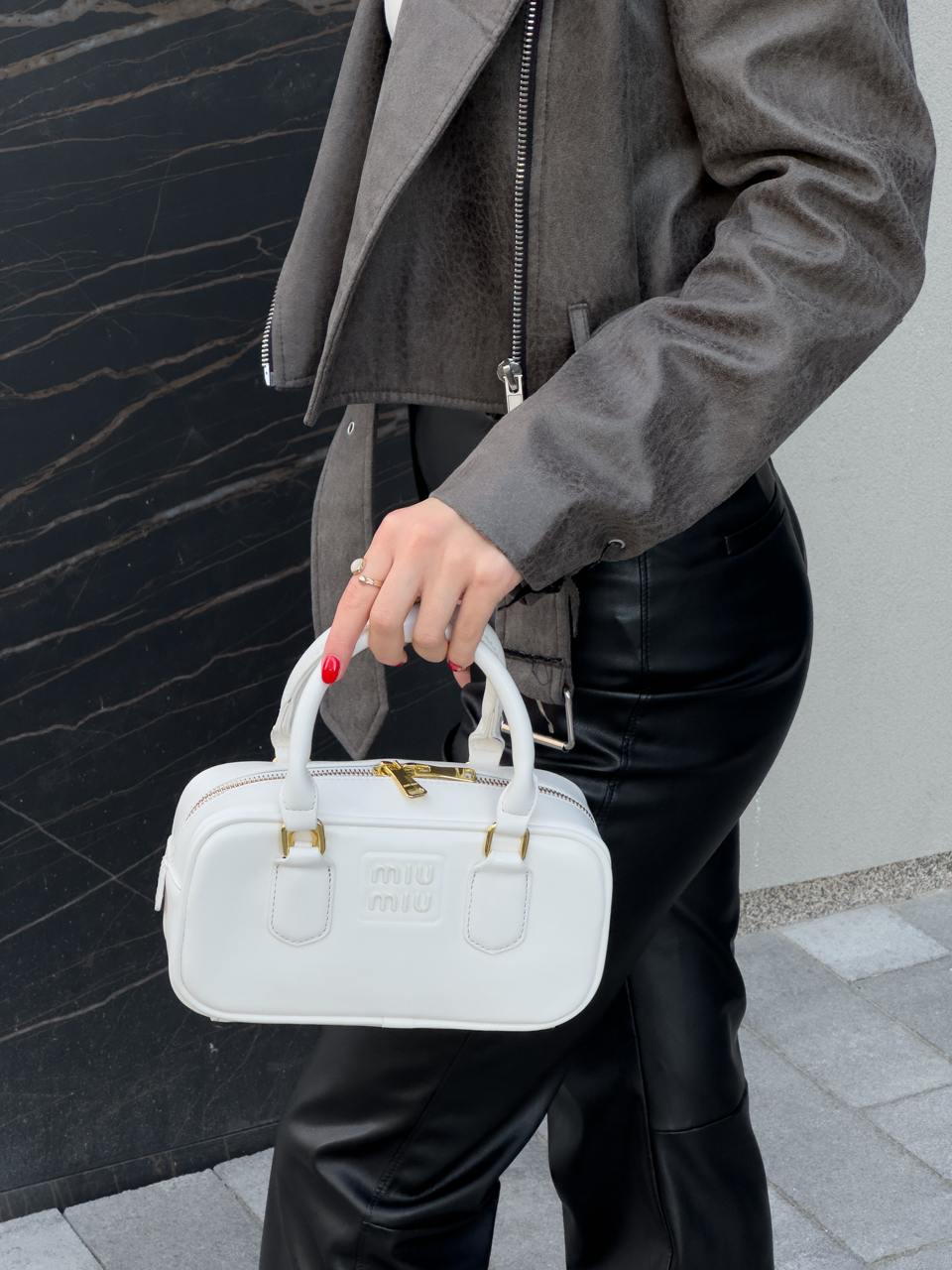 Miu Miu Arcadie Leather Bag White - 8