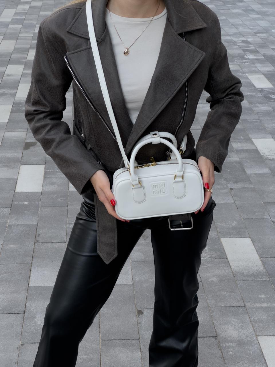 Miu Miu Arcadie Leather Bag White - 9