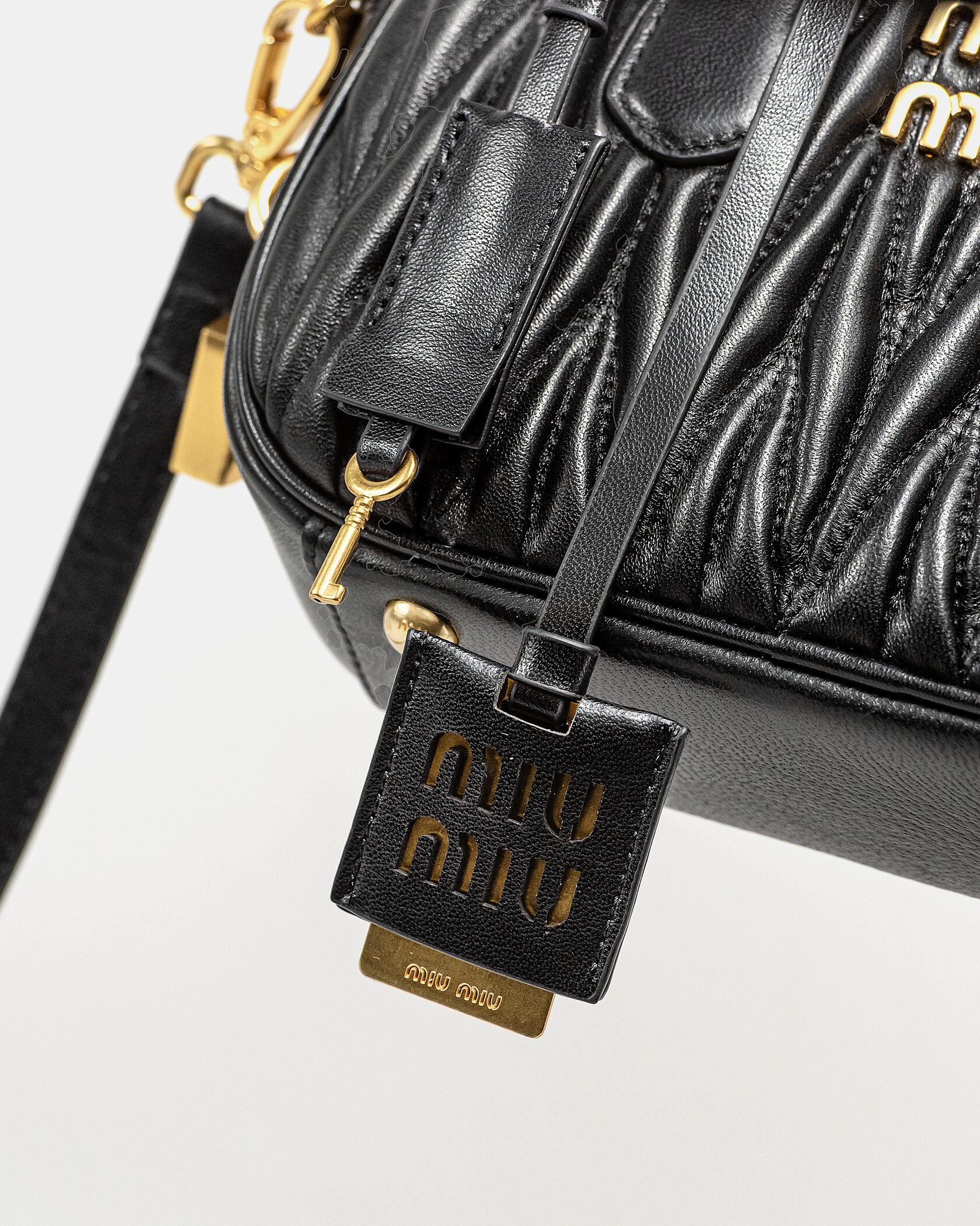 Miu Miu Arcadie Matelassé Nappa Leather Bag Black - 9