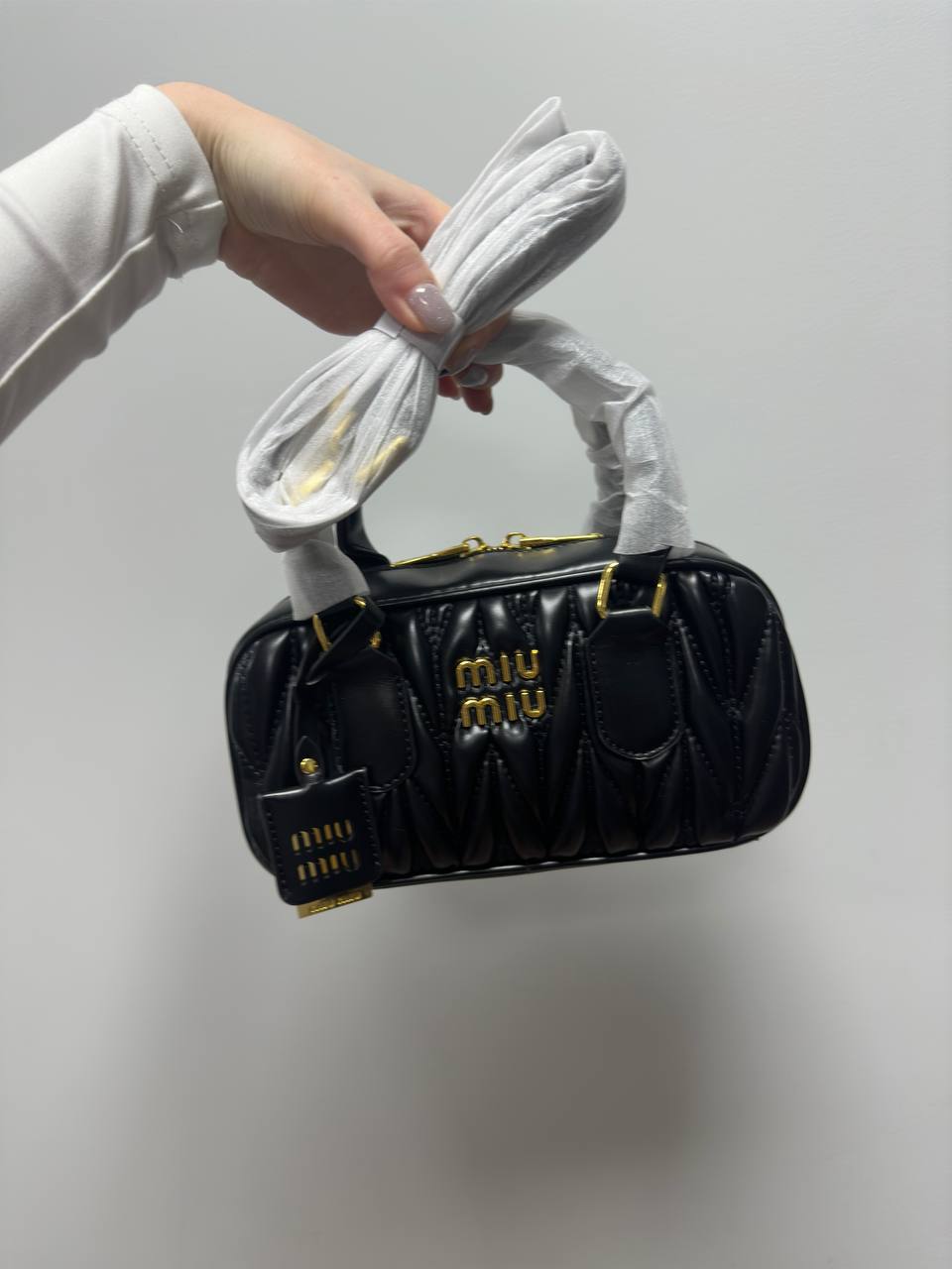 Miu Miu Arcadie Matelassé Nappa Leather Bag Black - 2