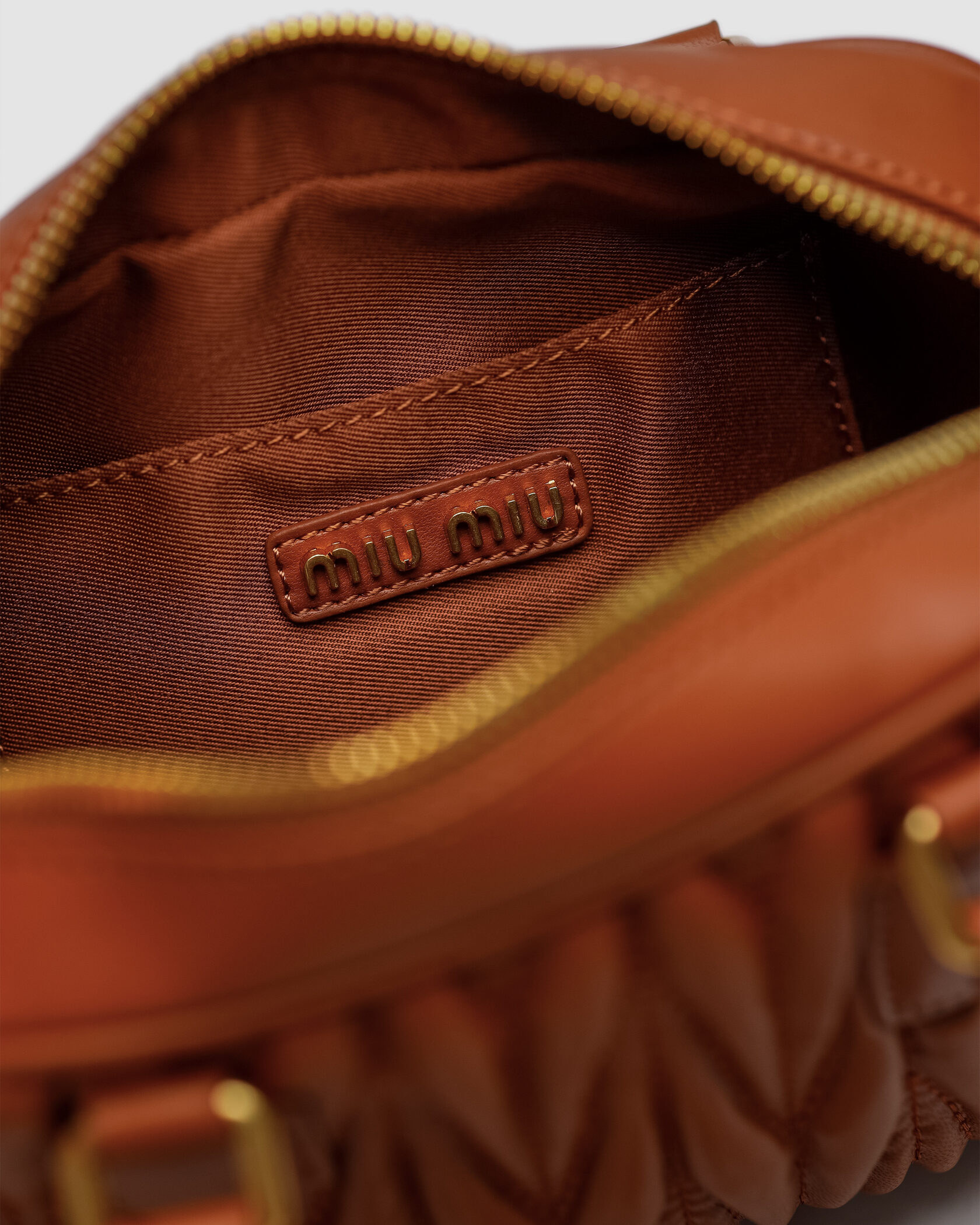 Miu Miu Arcadie Matelassé Nappa Leather Bag Brown - 15