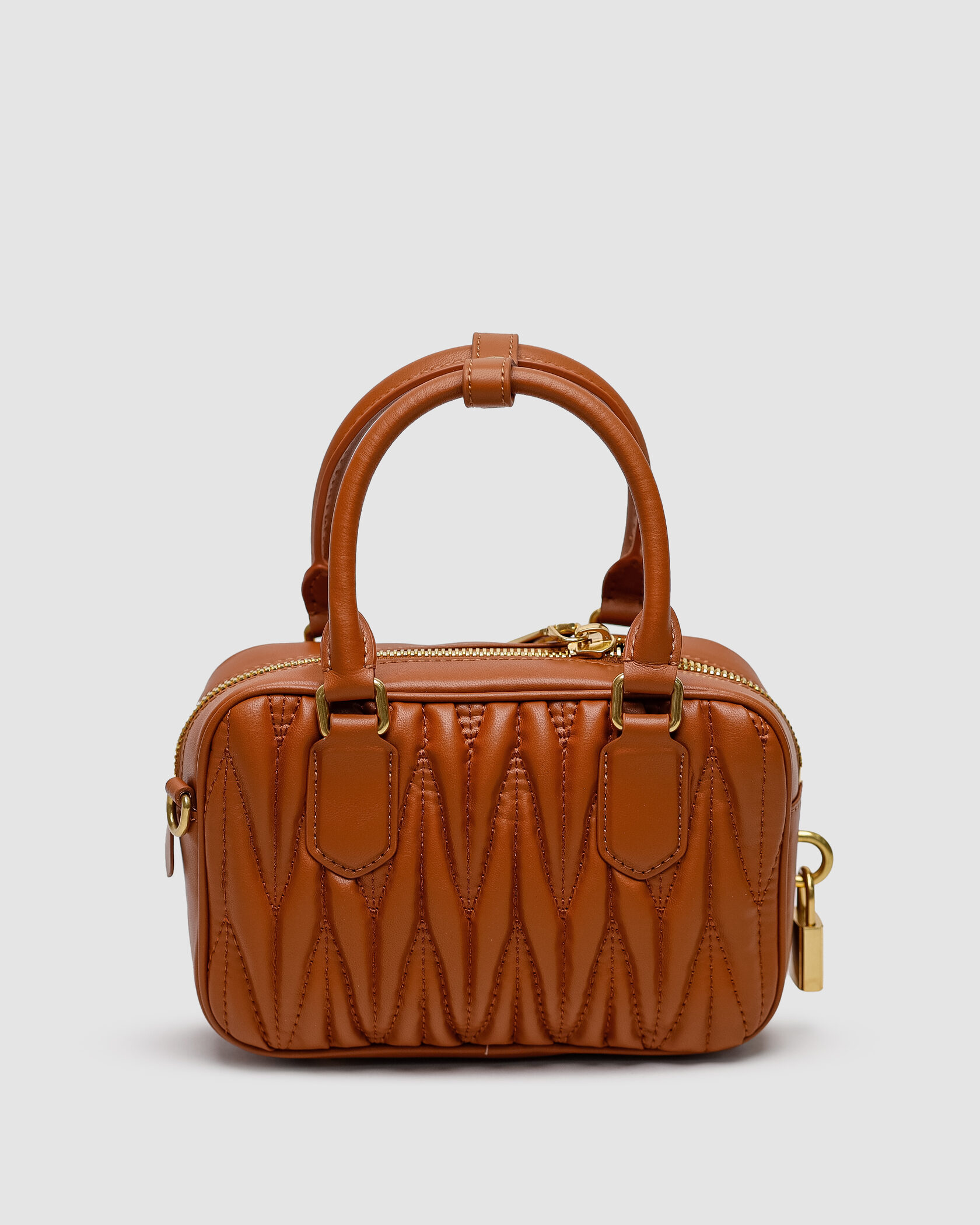 Miu Miu Arcadie Matelassé Nappa Leather Bag Brown - 3