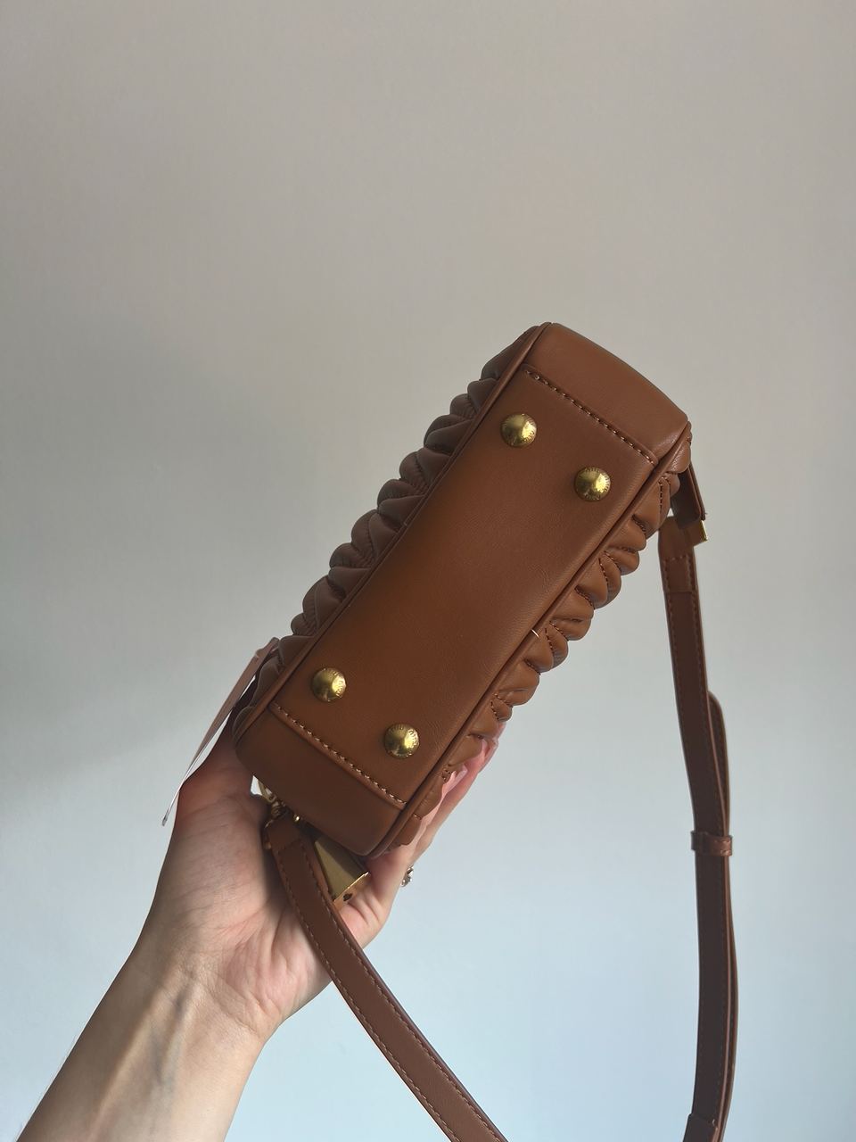Miu Miu Arcadie Matelassé Nappa Leather Bag Brown - 9