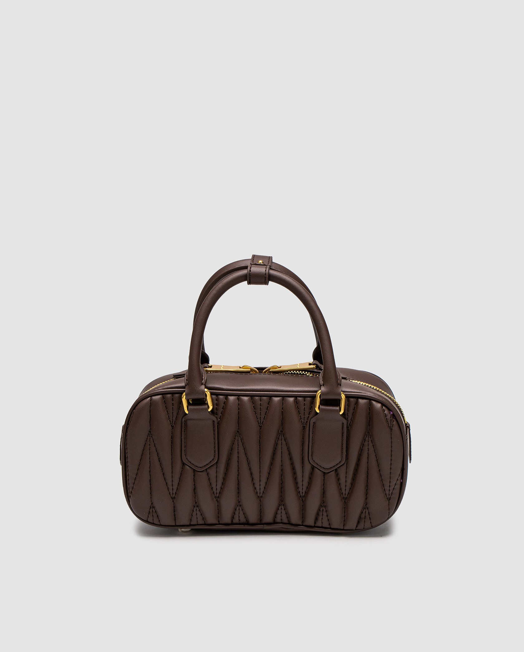 Miu Miu Arcadie Matelassé Nappa Leather Bag Chocolate - 4