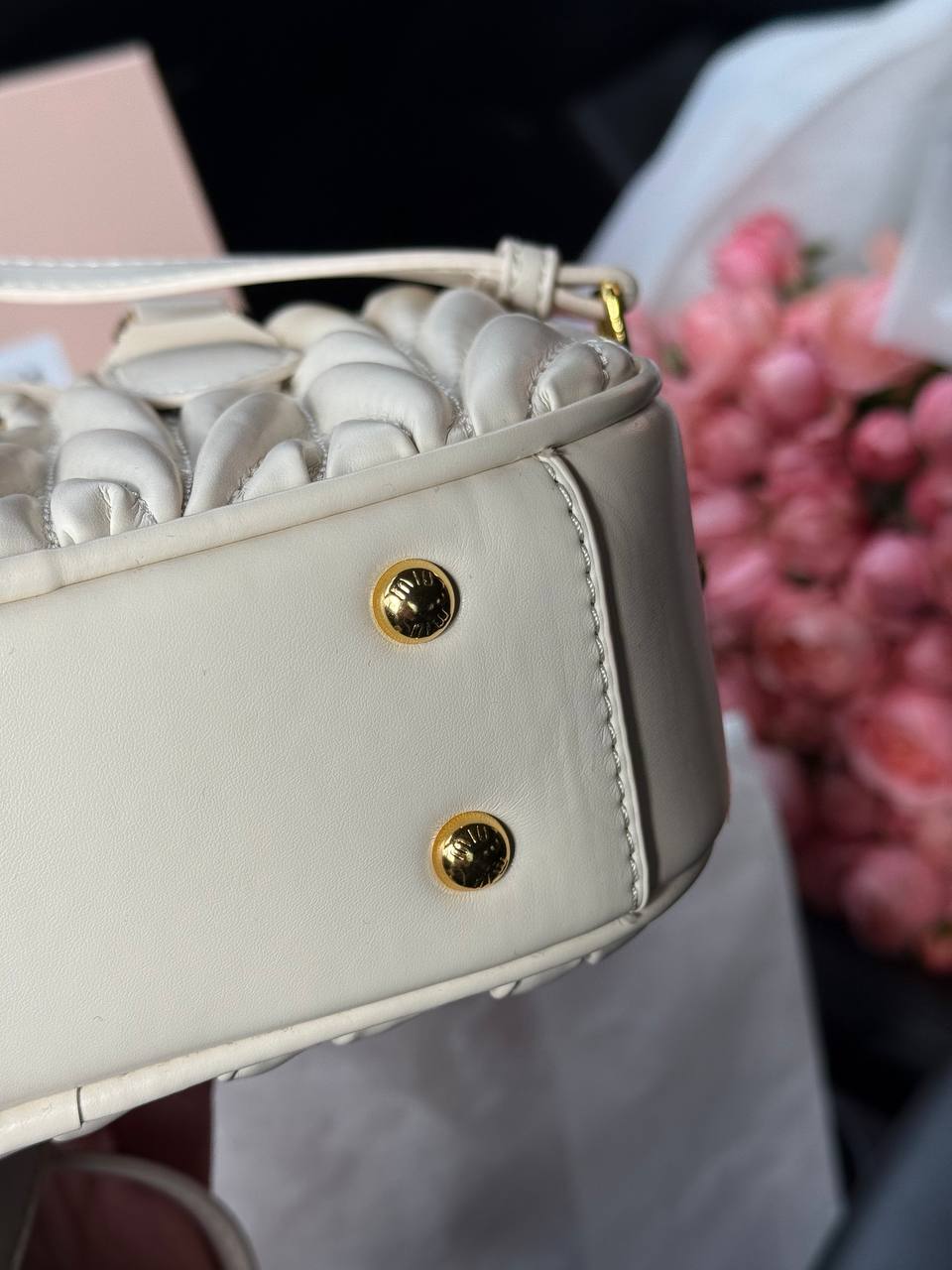 Miu Miu Arcadie Matelassé Nappa Leather Bag Cream - 9