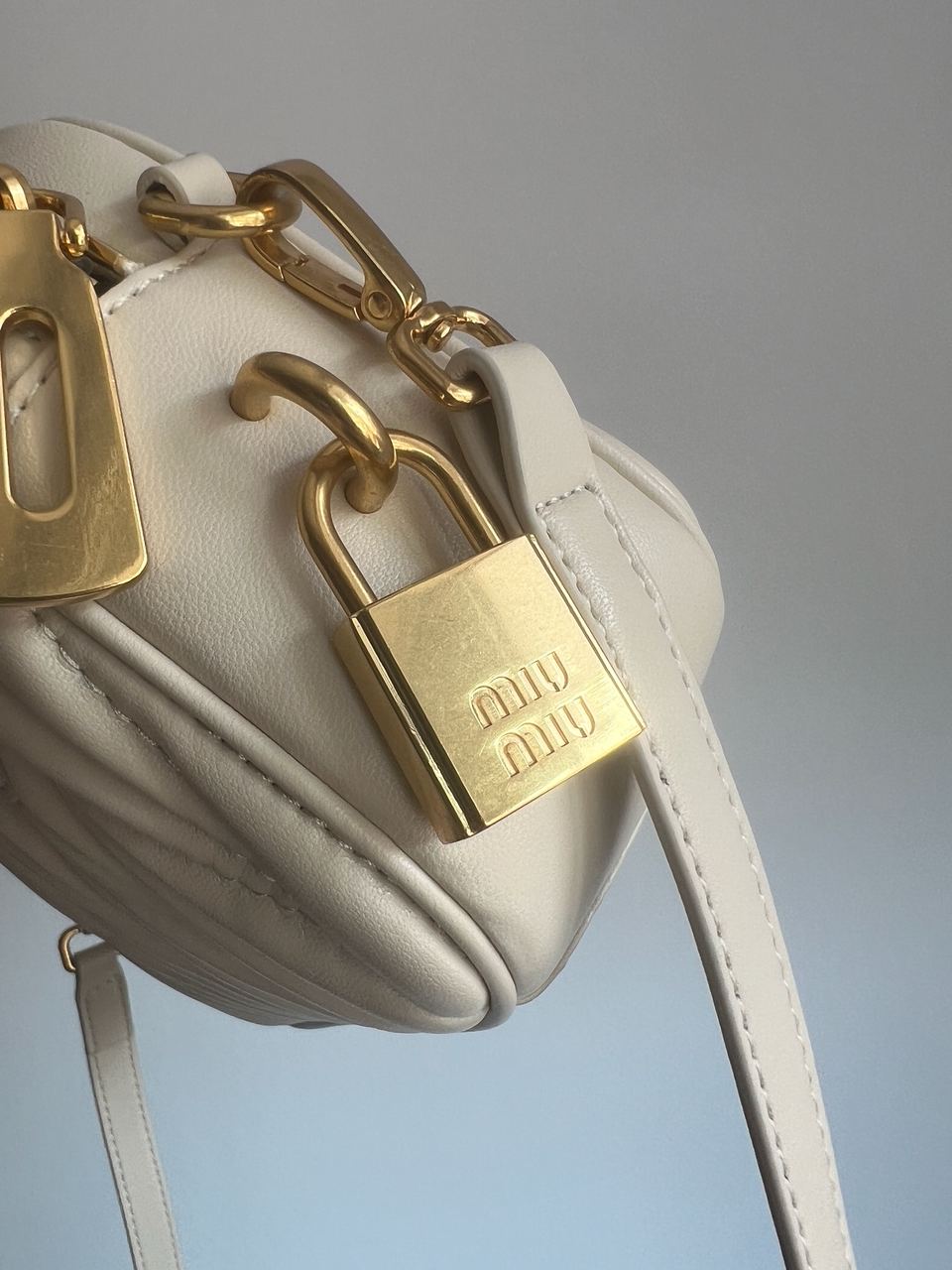 Miu Miu Arcadie Matelass? Nappa Leather Bag Cream - 6