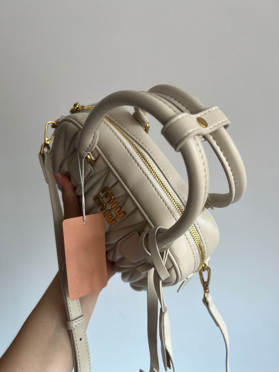 Miu Miu Arcadie Matelass? Nappa Leather Bag Cream - 7