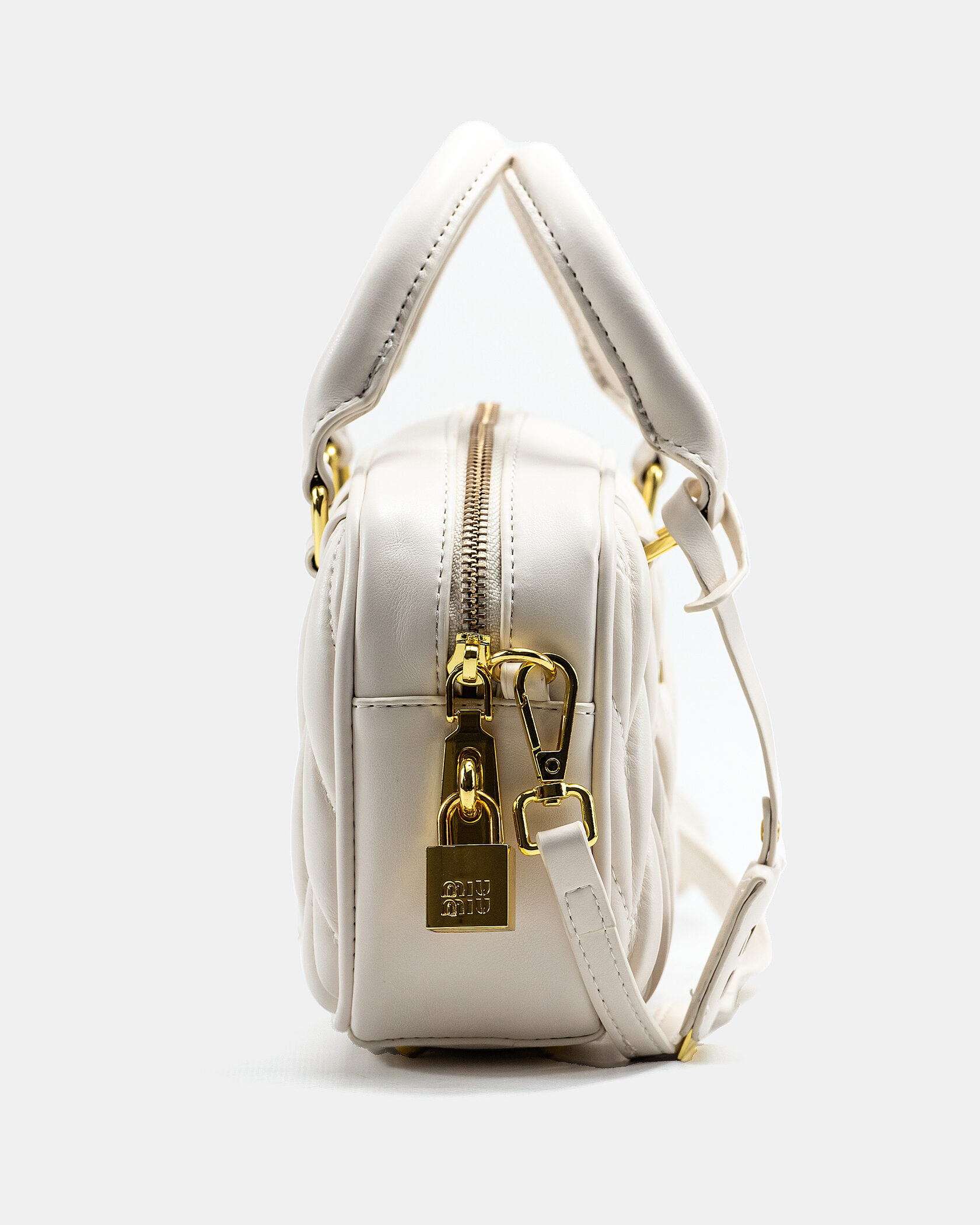 Miu Miu Arcadie Matelassé Nappa Leather Bag White - 7