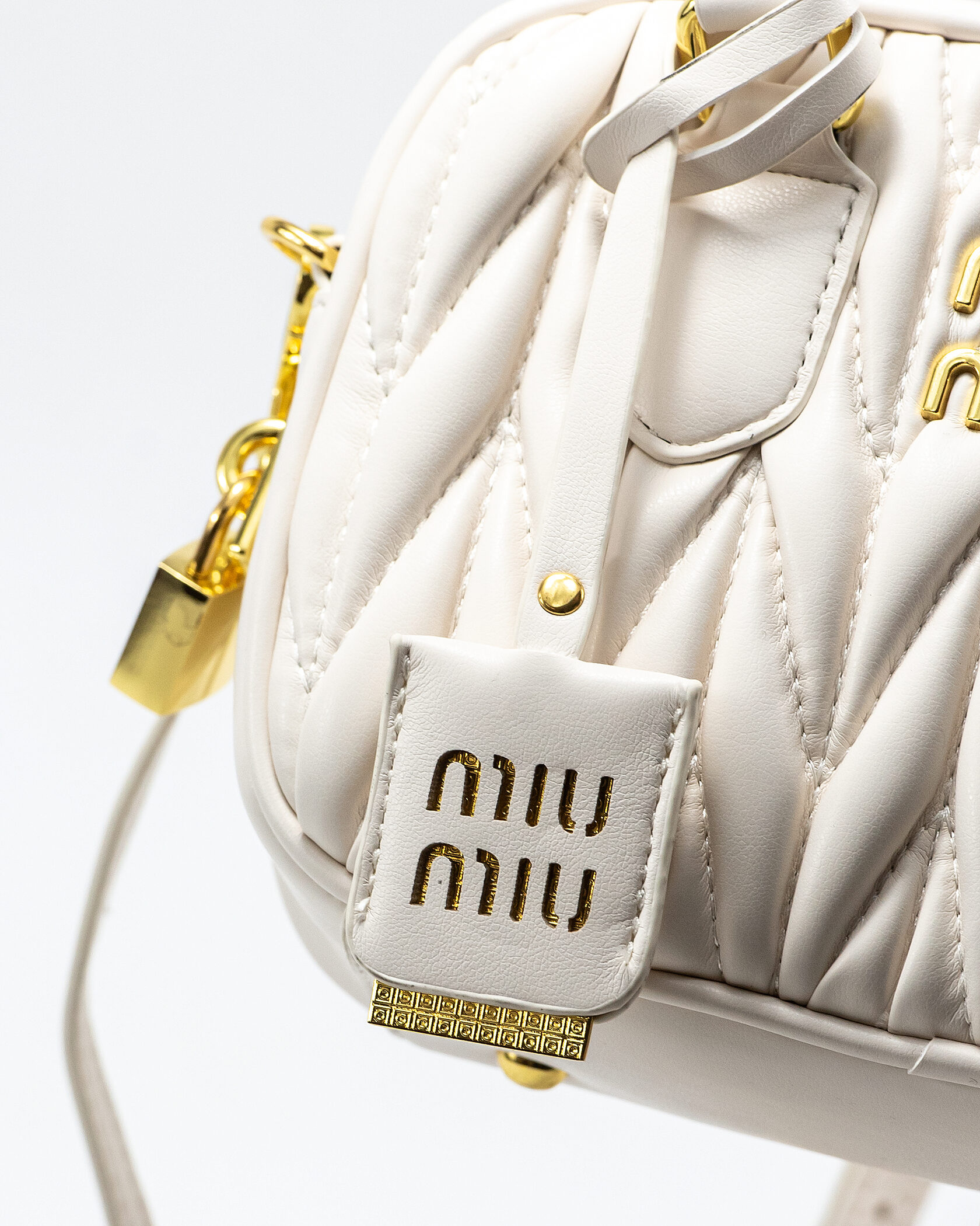 Miu Miu Arcadie Matelassé Nappa Leather Bag White - 9