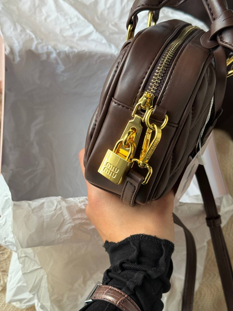 Miu Miu Arcadie Matelassé Nappa Leather Bag - 10