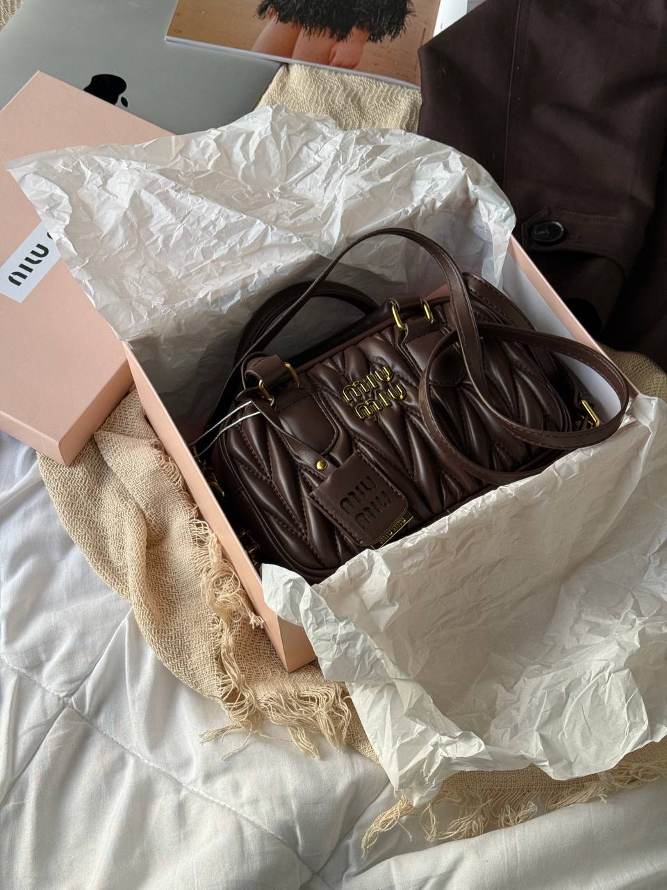 Miu Miu Arcadie Matelassé Nappa Leather Bag - 5