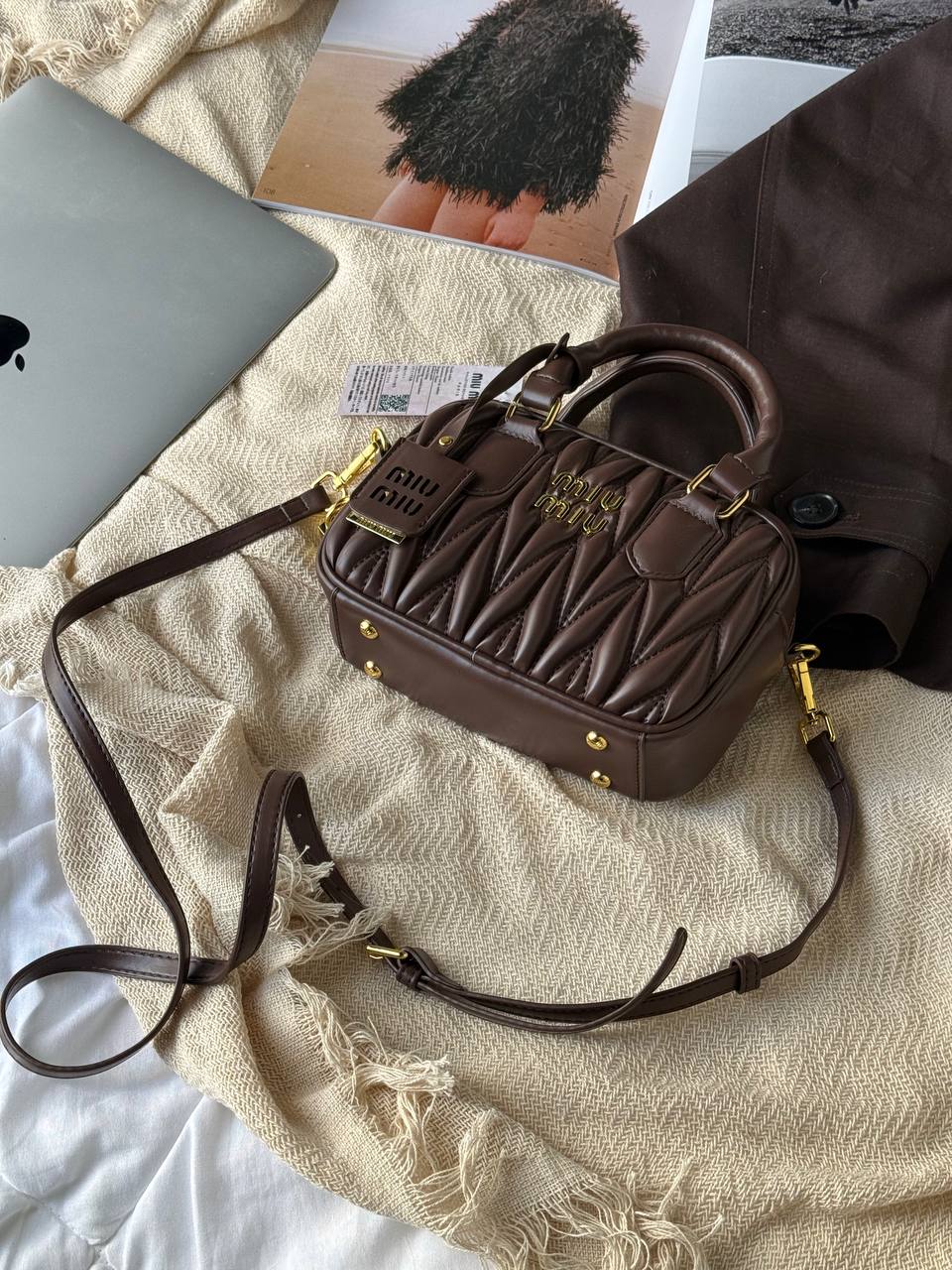 Miu Miu Arcadie Matelassé Nappa Leather Bag - 6