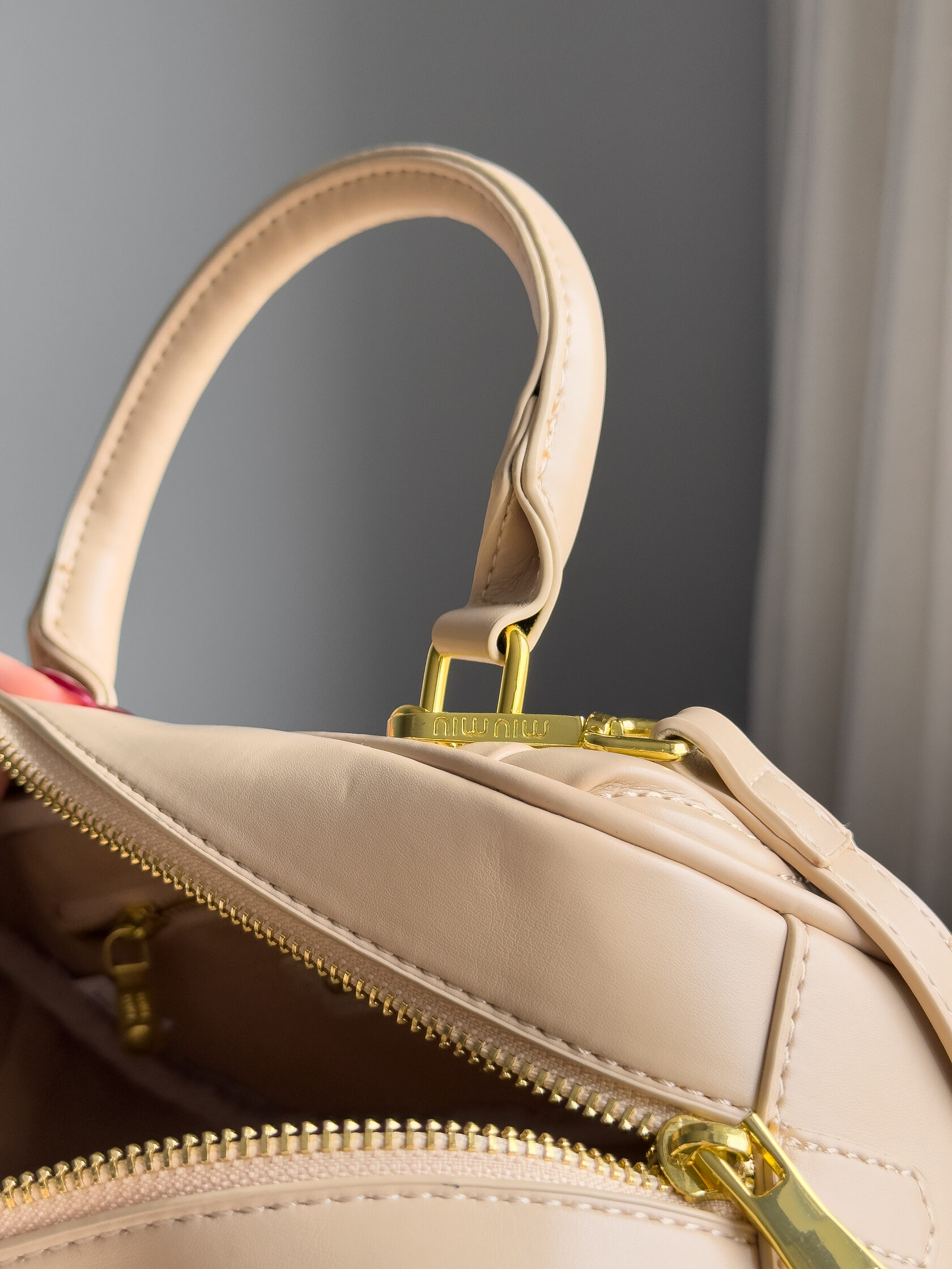 Miu Miu Arcadie Matelasse Mini Nappa Leather Bag Beige - 9