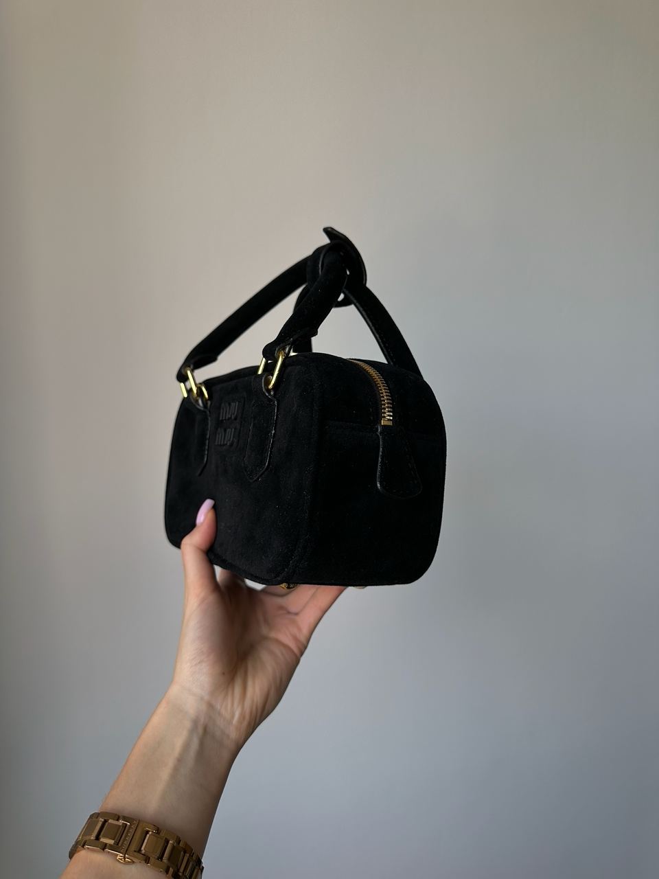 Miu Miu Arcadie Suede Bag Black - 8