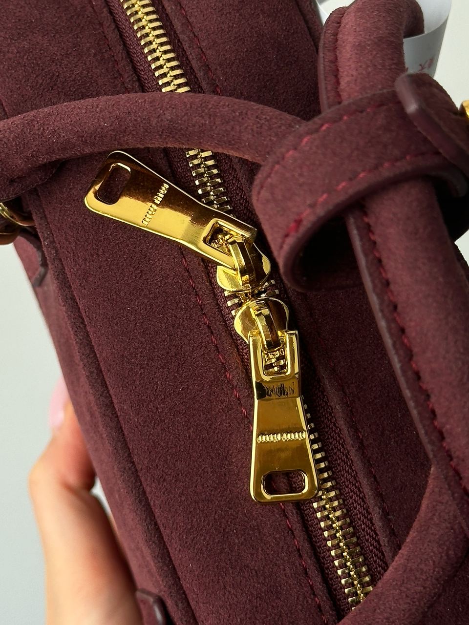 Miu Miu Arcadie Suede Bag Burgundy - 9