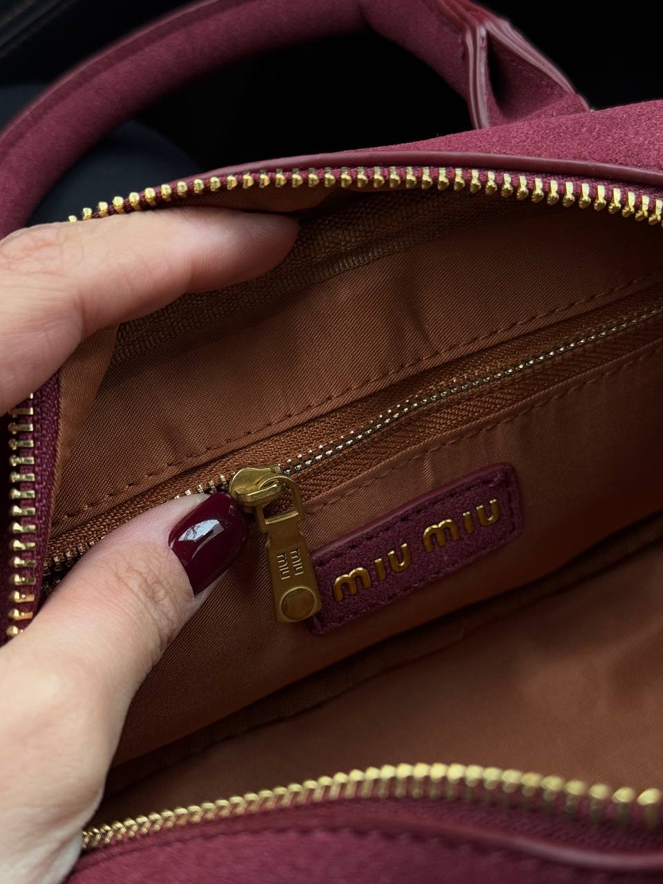 Miu Miu Arcadie Suede Bag Burgundy - 8