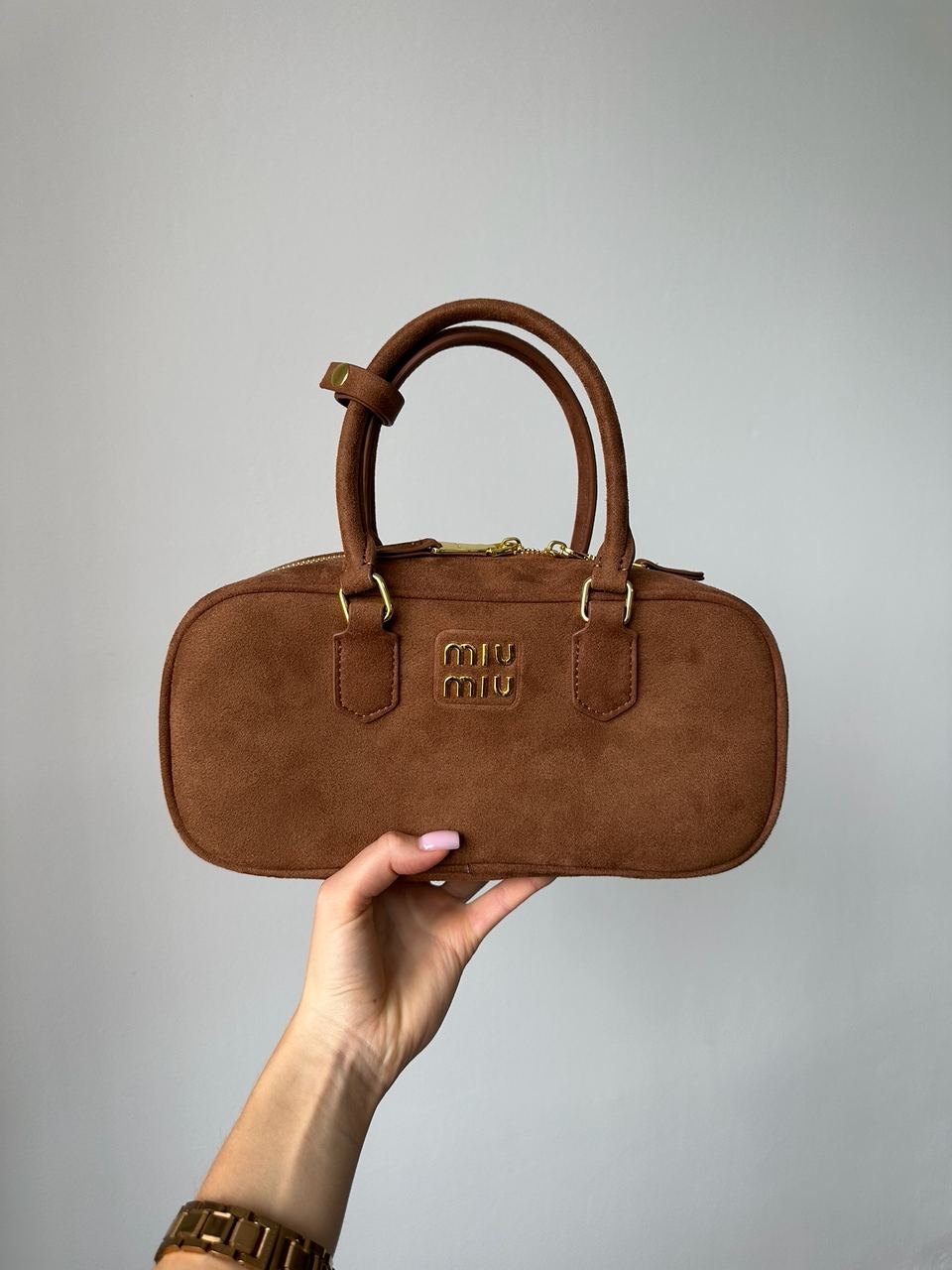 Miu Miu Arcadie Textile Bag Brown - 4