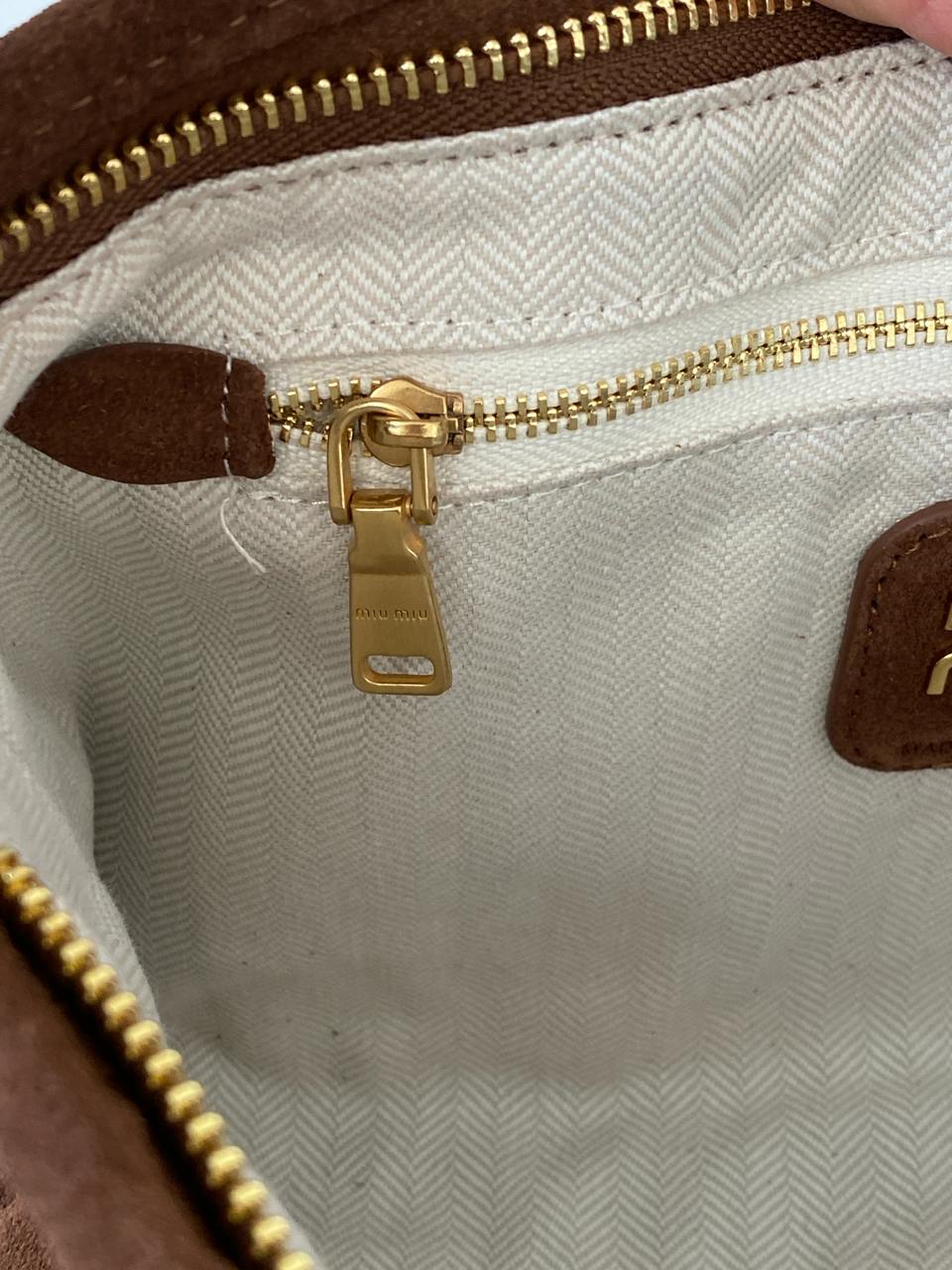 Miu Miu Aventure Nappa Leather Bag Brown Suede - 15